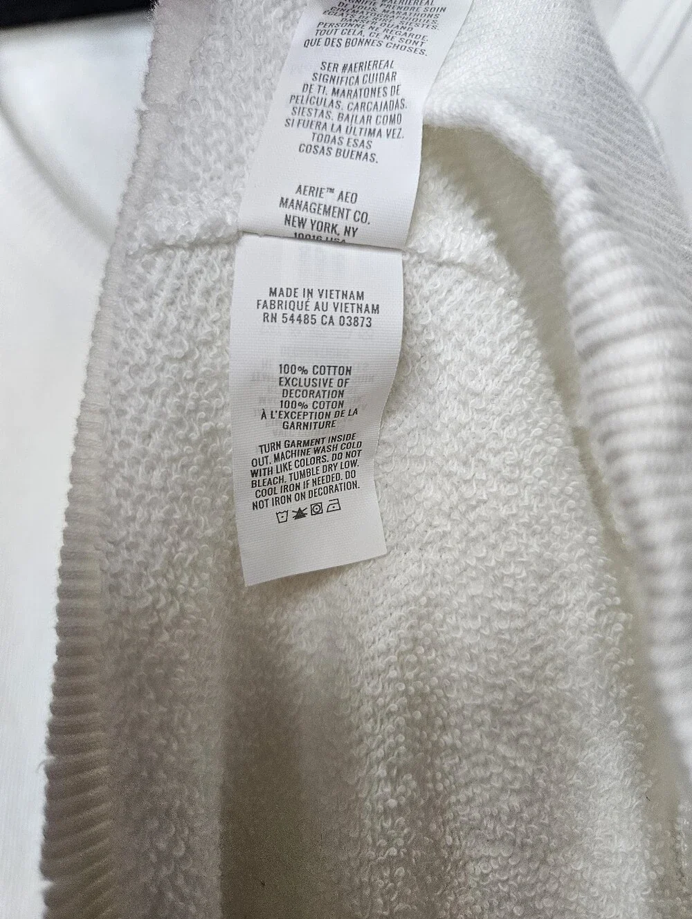 Aerie White White Oversized Scoop Neck Pullover Sweatshirt Sz S